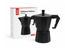 Cafetera italiana negra 6 pocillos